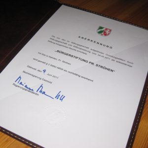 Die offizielle Urkunde der Stiftung!
