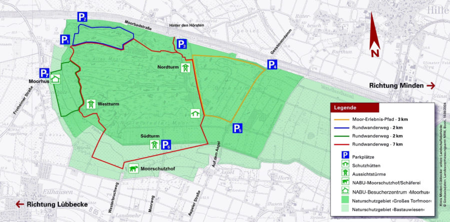 Wanderwege im Großen Torfmoor in Hille