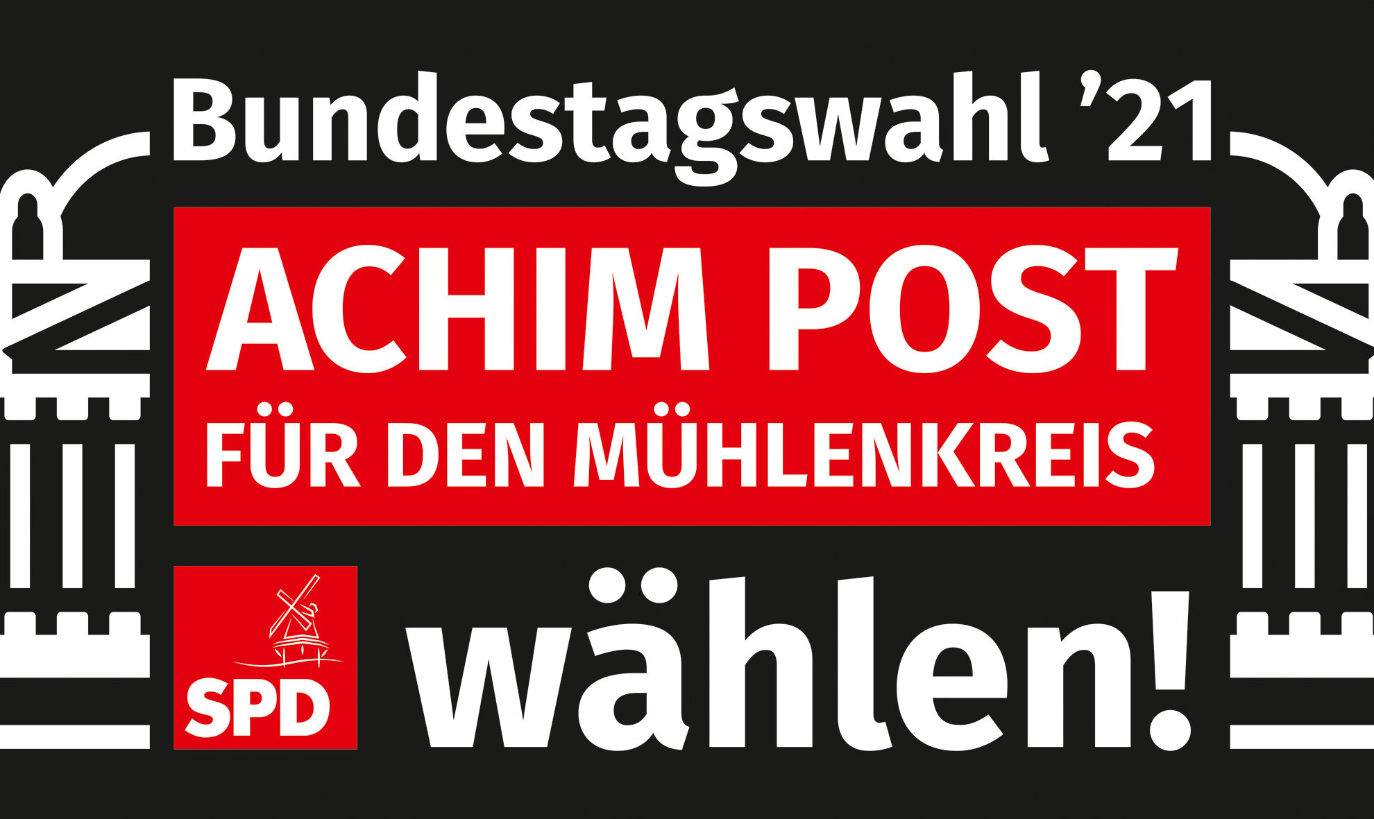 Achim Post Logo Weiß / Rot