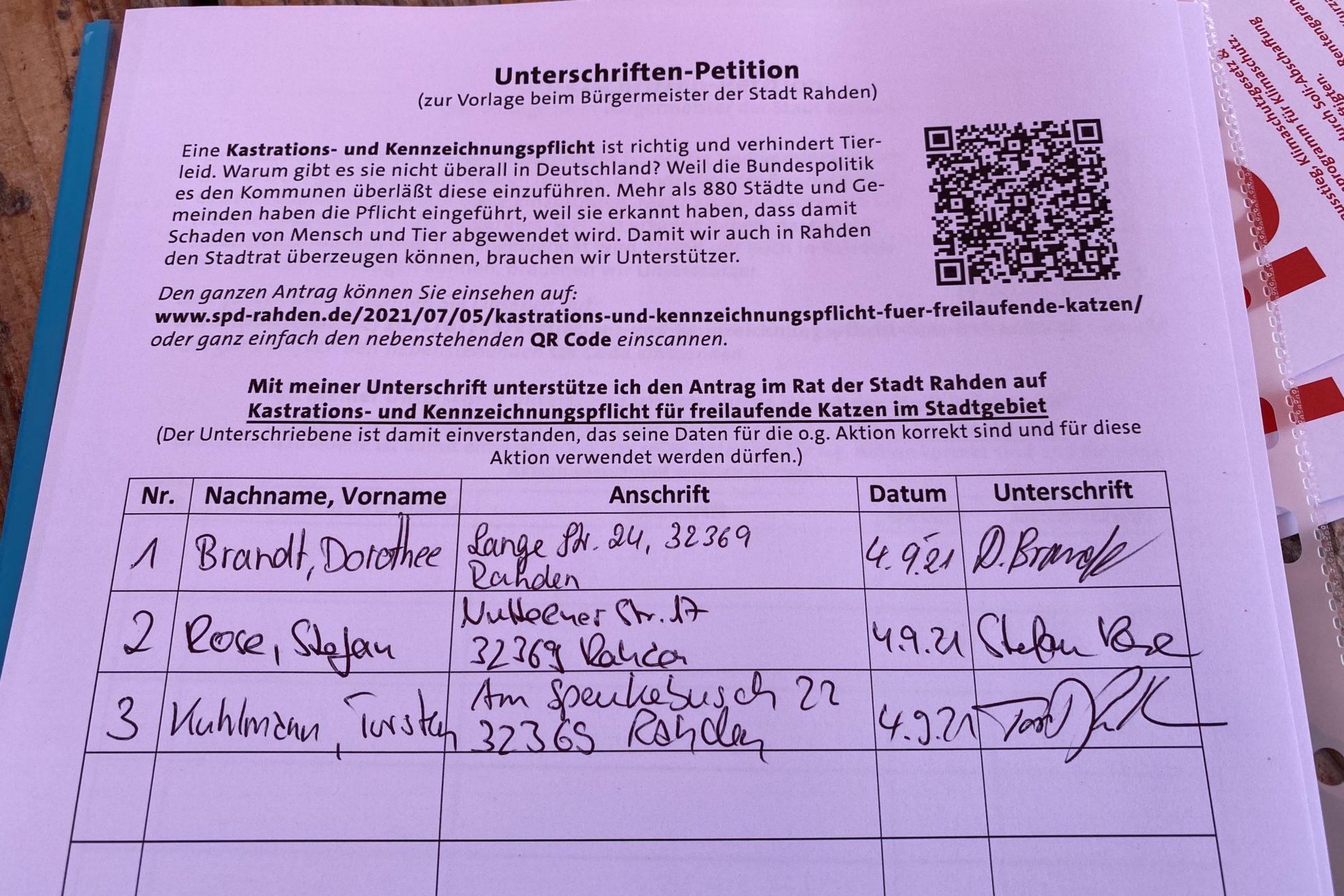 Unterschriftenliste