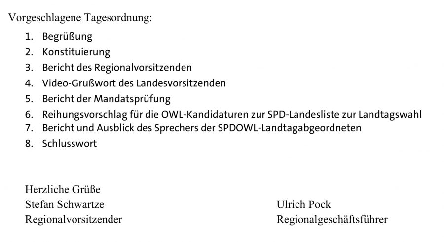 Tagesordnung Regionalkonferenz