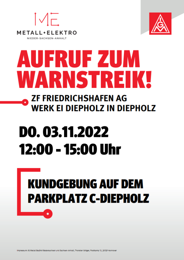 Flyer Aufruf zum Warnstreik Seite 1